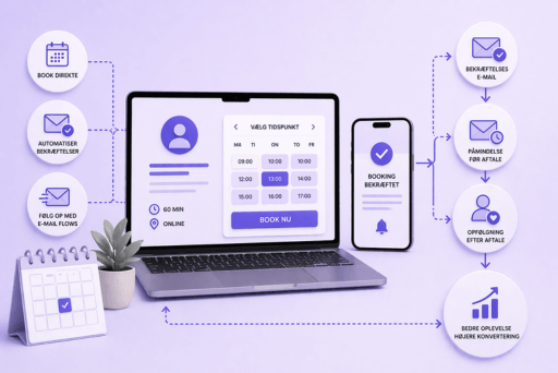 Online markedsføring med booking og automatisering 