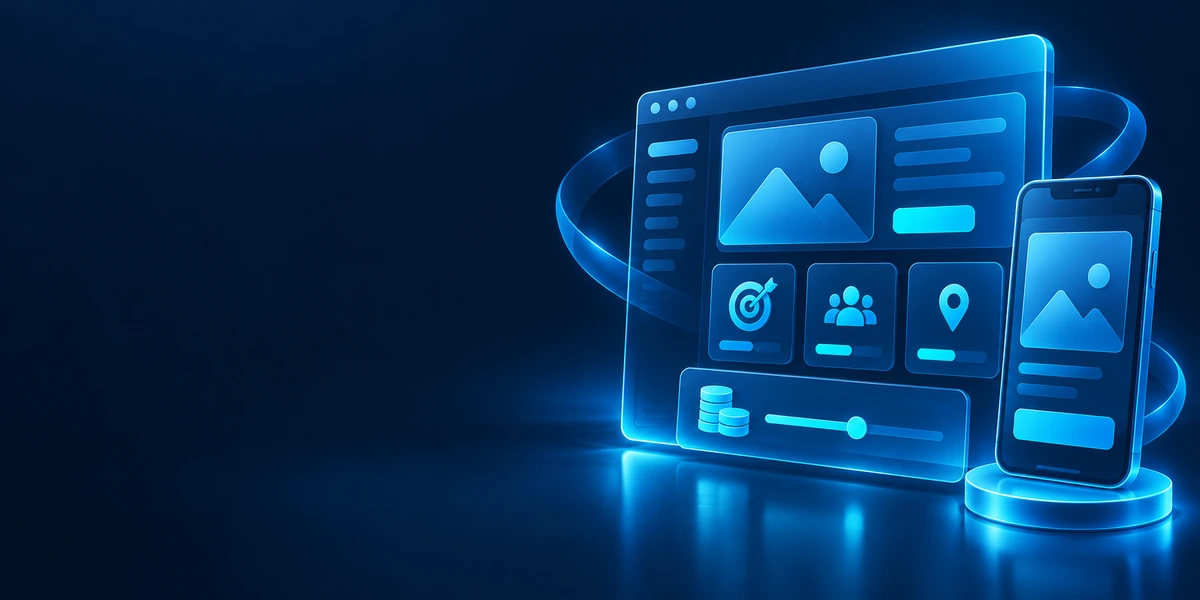 Facebook annoncering med annoncepanel, mål, budgetkontrol og mobilpreview.